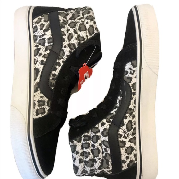 Vans SK8- Hi Slim Cheetah Print Suede Skate Shoes Black/ Grey M9/ W10.5 - Picture 13 of 13